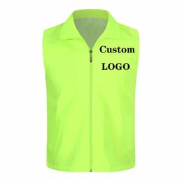 Men's Vests Factory price1PCS Free Custom Design Zip Vests Print Men Woman High visibility Safety Work Vest Workwear Uniform 230817
