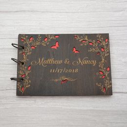 Other Event Party Supplies Personalised Guest Book Custom Wedding Guestbook Engraved Wooden Rustic Album Favours 230816