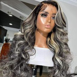 New 180Density Brazilian Highlight Blonde Lace Front Human Hair Wig Body Wave Lace Front Wig For Women Hd Lace Ombre Glueless Wig