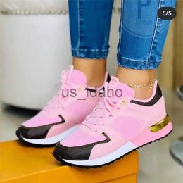 Dress Shoes Women Sneakers Mesh Patchwork Lace Up Ladies Flats Outdoor Running Walking Shoes Comfortable Breathable Female Footwear J230818
