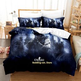 Bedding sets 2023 CSGO Counter Strike Global Offensive Set Single Twin Full Queen King Size Bed Adult Kid Bedroom Duvetcover Sets 230817