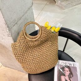 Totes Za Summer New Trendy Dark Khaki Colour Straw Woven Tote Bags for Women Casual Large Capacity Holiday Travel Beach Designer Bags HKD230818