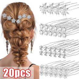 Hair Clips 20pcs Pearl Rhinestone Wedding Bridal Accessories Women U-shaped Pin Metal Barrette Clip Ornaments Jewellery