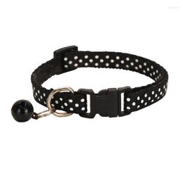 Dog Collars Pet Collar With Bell Cute Wave Point Puppy Cat Product Round Kitten Adjustable Safety Ring Necklace