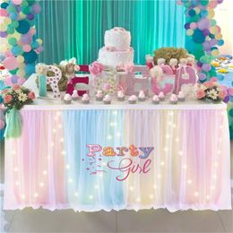 Table Skirt 9ft Long Led Light Tulle Tablecloth Skirting For Event Party Wedding Backdrop El Christmas Decoration