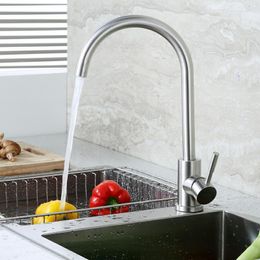 Kitchen Faucets Faucet Single Cold Washing Basin Rotating Laundry Tub Sink Stainless Steel Flat Tee And