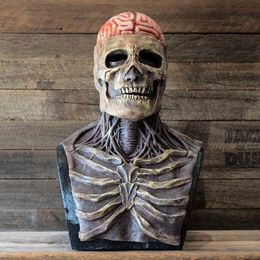Decorative Objects Figurines 2023 est Skeleton BioMask Halloween Horror Mask Party Cosplay Props Silicone Full Cap Skull Hat 230817