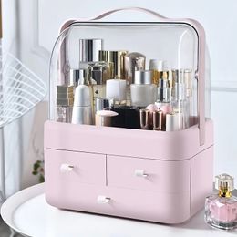 1pc Large Capacity Makeup Organizer, Dust Water Proof Cosmetics Storage Display Cases, Skincare Organisers With Drawer And Lid, Makeup Vanity Organisers Boxes