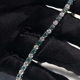 Luxury Jewellery Bracelet 925 Silver 3mm Two-color Moissanite Iced Out Tennis Bracelet