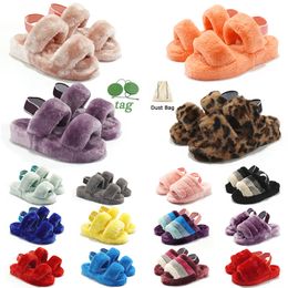 Designer-Luxury Fluffy Slippers Ladies Indoor Warm Furry Flip Flops Orange blue white black Women Amazing Plush Fur Slides Spring Autumn