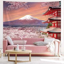 Tapestries Japanese Tapestry Backdrop Wall Hanging Asian Fuji Mountain Photo Banner Background Japan Pagoda Wall Art