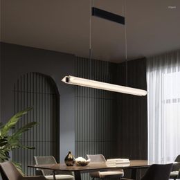 Candle Holders Linear Pendant Lighting Long Clear Acrylic Suspended LED Lamp For Kitchen Island