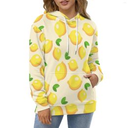 Women's Hoodies Cute Lemon Print Women Citrus Fruit Harajuku Casual Pullover Hoodie Spring Long Sleeve Pretty Graphic Hooded Sweatshirts