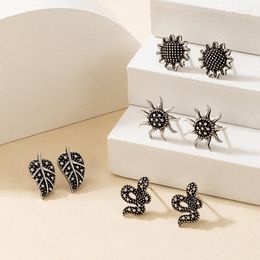 Stud Earrings 4 Pairs Bohemian Fashion Personality Sunflower Snake Leaf For Women Jewelry Set