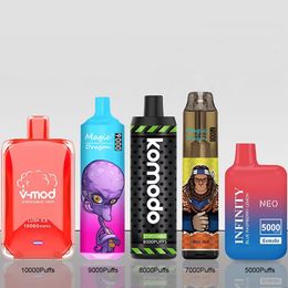 Sample Accepted 5000 7000 8000 9000 10000 Puffs Komodo Magic Dragon Vmod Disposable Vape Pen Rechargeable E Cigatette Prefilled Pod