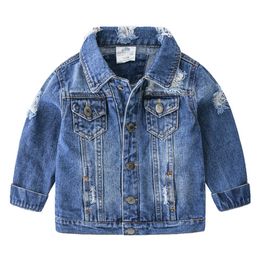 Jackor 2023 Spring Fashion 3 410 12 år Tonåring Barn Kläder Baby Coat Tops Handsome Kids Boys Autumn Holes Denim 230817