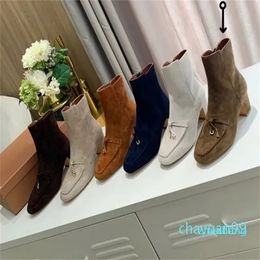 2023-Designer Women Ankle Boots Fashion Suede Leather Tasell Women Short Boot Runway High Heels Party Dress Booties Autumn Winter