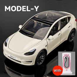 Aircraft Modle 1 24 Model Y Model 3 Model S Alloy Car Model Diecast Metal Vehicles Model Sound Light Collection Kids Car Toys Gift 230818