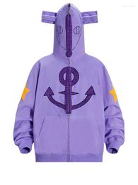Men's Hoodies Full Zip Hoodie Purple For Men Oversized Y2k Sweatshirt Jacket E-Girl 90s Pullover Streetwear