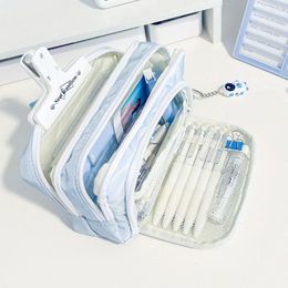 Waterproof Desktop Organizer Makeup Cosmetic Bag Pen Case Pencil Pouch Studen Stationery Storage