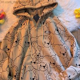 Men's Hoodies Sweatshirts Vintage Long Sleeve Hoodie Sweetheart Shirt Women's 2021 Fashion Zipper Cute Bear Hoodie Autumn Winter Coat Loose Harajuku Top Z230818