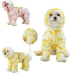 Dog Apparel Raincoat Fruit Print Pet Clothes Cute Four Feet Dogs Clothing Cat Small Waterproof All Season Fashion Yorkshire 230817