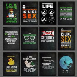 Gaming Zone Canvas Painting Hacker Code Posters Programmer Funny Quotes Prints Wall Art Pictures Boy Game Bedroom Living Room Decor Gift Idea No Frame Wo6