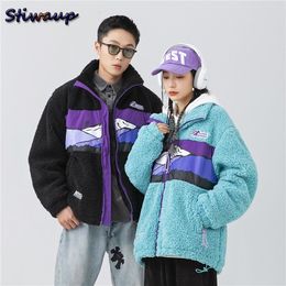 Men's Down Parkas Men's Heating Plush Cold Jacket Y2k Winter Lamb Fleece Parkas Coat for Women Stand Collar Thick Short Padded Couple Jacket 230815