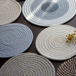 Table Mats Round Placemat Mat Cotton Linen Knitting Bowl Insulation Pad Non Slip Place Kitchen Accessories Decoration