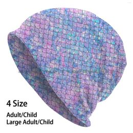 Berets Mermaid Pastel Fantasy Beanies Knit Hat Mermaids Scales Pattern Shapes Texture Brimless Knitted Skullcap Gift Casual