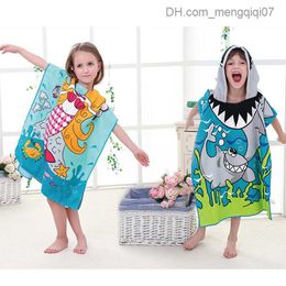 Towels Robes Children's towel poncho children's hood cute cartoon mermaid bathroom children's surfing pool robe baby girl boy soft swimming towel Z230819