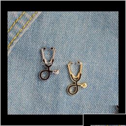 Pins Brooches Pins Drop Delivery 2021 High Quality 2 Style Doctor Nurse Stethoscope Brooch Medical Jewellery Enamel Pin Denim Jackets C Dhhe4