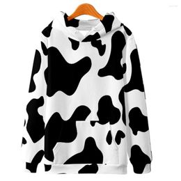 Women's Hoodies Fashion Black White Cow Pattern Print Hoodie Women Long Sleeve Sweatshirt Men Casual Harajuku Jackets Coat