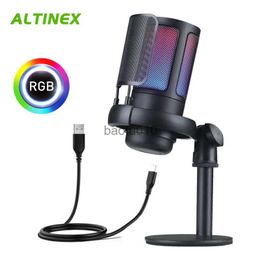 Microphones RGB USB Gaming Microphone for Recording and Streaming on PC Mac Headphone Output and Touch-Mute Button Breathing Light Altinex HKD230818