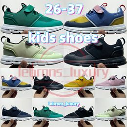 on cloud kids shoes green pink running shoes yellow black white blue youth children toddlers 26-37 a6SP#