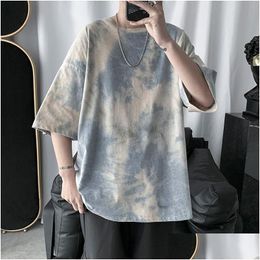 Men'S T-Shirts T Shirt For Men Summer Half-Sleeve T-Shirt Mens Loose Harajuku 5-Point Short Sleeve Clothing One Piece Drop Delivery Dhwdt