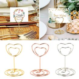 Metal Photo Holder Heart Shape Rose Gold Paper Clamps Stands Table Number Holders Place Card Clips for Wedding Party Decor