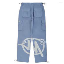 Men's Pants Hip Hop Y2K Overalls Man Retro Loose Jeans Pockets Wide Leg High Waist Jumpsuit Straight Tube Denim Trousers Street Wear