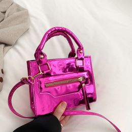 Evening Bags Candy Colour Fashion Laser Lacquer Leather Womens Handheld Small Square Bag Girl Style Shoulder Crossbody 230817