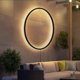 Wall Lamp USB Round LED 3 Colour Light Background Decorative Modern Simple Art Design Living Room Sofa Ring