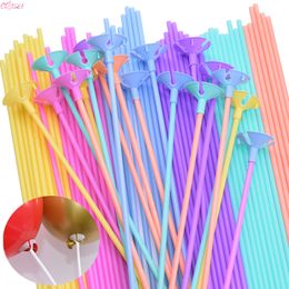 Other Event Party Supplies 10203050pcs 30cm Latex Balloon Stick Multicolor Plastic Macaron Holder Cups for Wedding Birthday Decor Accessories 230818