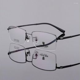 Sunglasses Frames Width-140 Retro Pure Titanium Half Frame Men Glasses Eyewear Super Light Computer Goggle Prescript Myopia