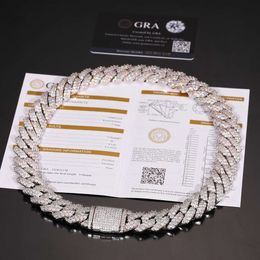 Cubana Fine Schmuck 20 mm Sterling Sier goldplattiert maßgeschneiderte Moissanit aus Miami Kubaner Linkkette Halskette