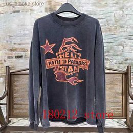 Men's Hoodies Sweatshirts Path To Paradise Long Sleeve Hellstar T-Shirt Men Women Street Vintage Wash High Quality Heavy Fabric Europe American T Shirt T230818