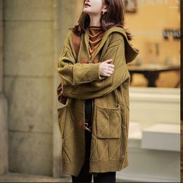 Women's Jackets Korean Horn Button Loose Knitted Coat Casual Cardigan Sweater