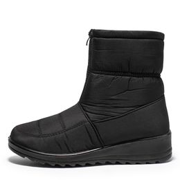 Dimensione di spedizione gratuita 35-44 Stivali da neve impermeabili Designer Nero donne inverno con stivaletti per peluche caldi con cerniera anteriore Non slip cotone scarpe da esterno imbottite