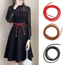 Belts Thin Waist Chain Faux Leather Slim Belt Solid Colour Elegant Women Waistband Vintage Knotted Dresses String