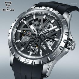 Wristwatches Mark Fairwhale Men's Automatic Mechanical Watches Fashion Waterproof Round Dial Watch Men Wristwatch Clock 6580