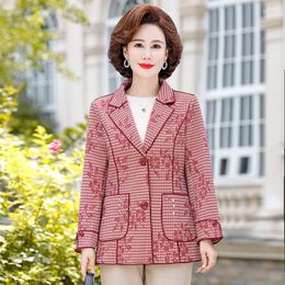 Women's Suits Middle-Aged Elderly Mother Spring Autumn In Outerwears Suit Jacket Lapel Single Breasted Blazer Coat