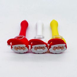 Colourful Innovative Silicone Pipes Christmas Style Glass Philtre Nineholes Screen Bowl Portable Easy Clean Herb Tobacco Cigarette Holder Smoking Handpipes DHL